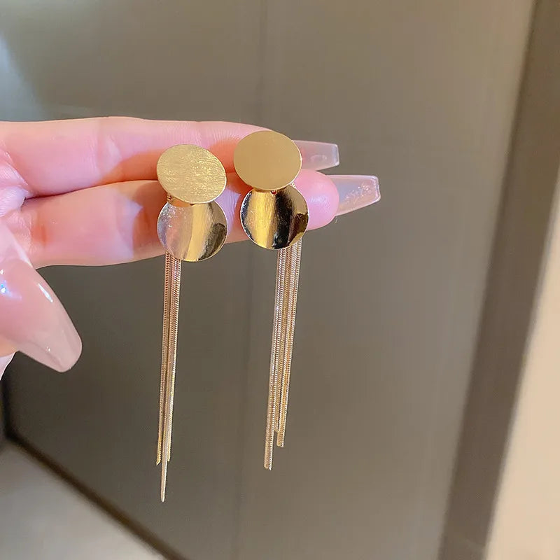 ✨ Dual-Disc Tassel Earrings