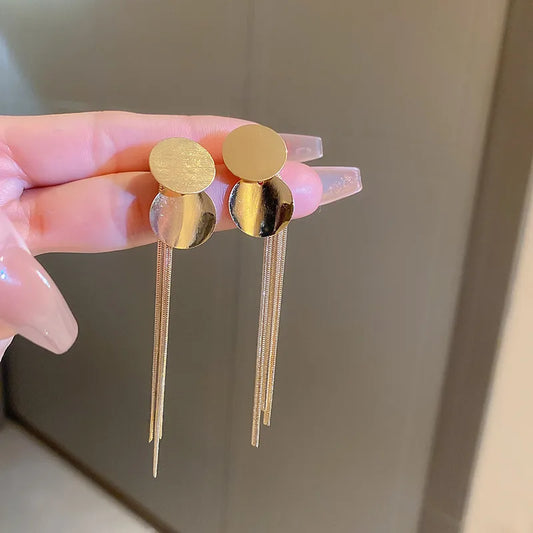 ✨ Dual-Disc Tassel Earrings